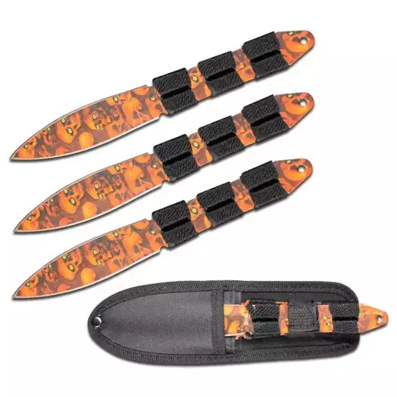 Orange Skulls Throwing Knives