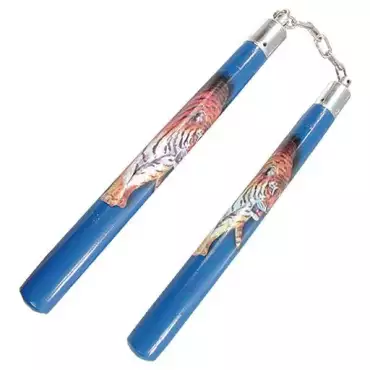 Wood Nunchucks Tiger Design