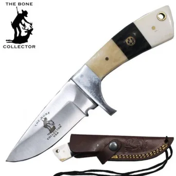 BC 881-BN 6.5" Bovine Handle Skinner Knife with Rope Leather Sheath & Lanyard