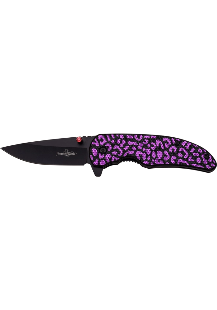 Femme Fatale FF‑A006PEL Purple Leopard Spring‑Assisted Pocket Knife - Image 4