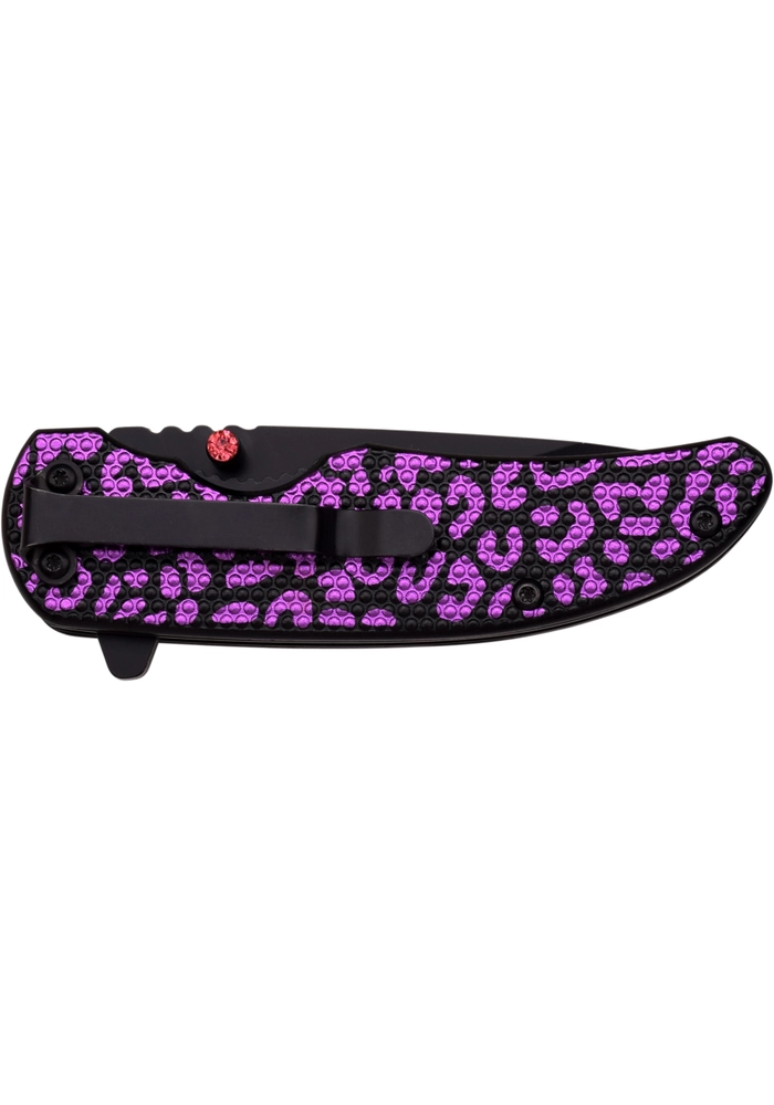Femme Fatale FF‑A006PEL Purple Leopard Spring‑Assisted Pocket Knife - Image 3