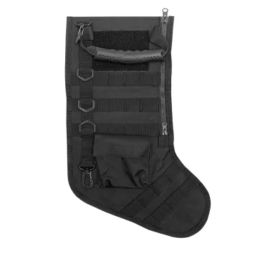 Xtreme Tactical Stocking – 17″×11.5″ 600D Nylon Rugged Holiday Stocking with MOLLE Webbing, Zipper Pocket, Carabiner Clips – Holds up to 10 LBS