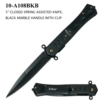 10-A108BKB - ElitEdge Spring Assisted Knife Black Marble