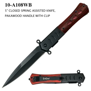 10-A108WB - ElitEdge Spring Assisted Knife Pakawood