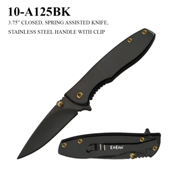 10-A125BK 3.75″ SPRING ASSISTED KNIFE – BLACK HANDLE W/ GOLD ACCENTS