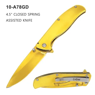 10-A78GD - EliteEdge 8″ Overall Gold Stainless Steel Pocket Knife