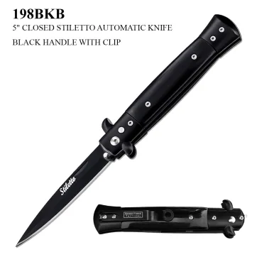 198BKB- Black Stiletto Style Switch Blade Knife