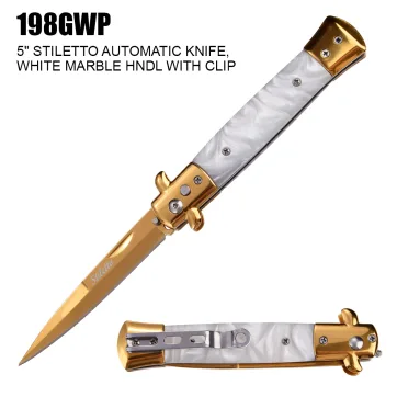 198GWP - Gold Stiletto Style Switch Blade Knife