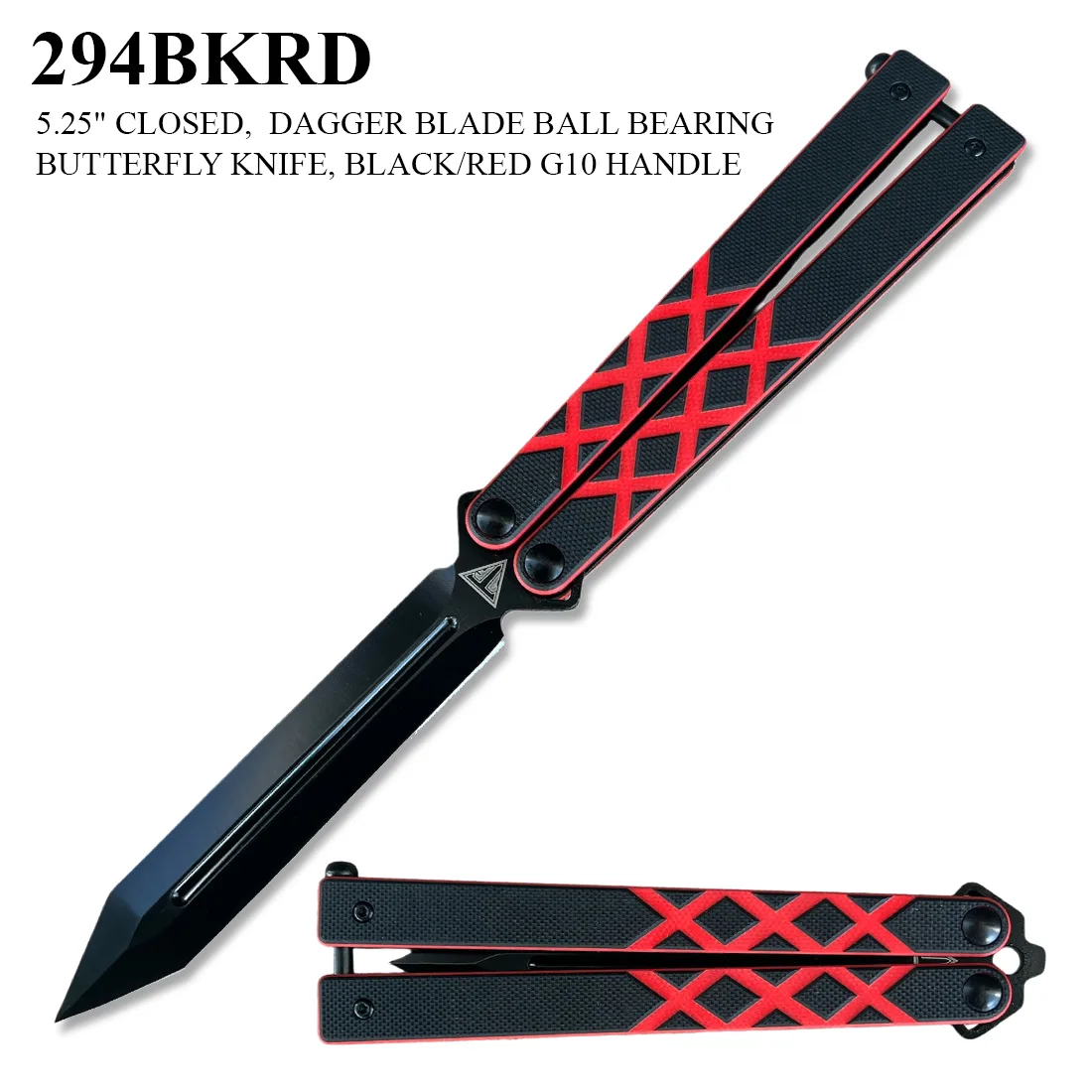 294BKRD - 5.25" Closed Butterfly Knife Ball Bearing with G10 Handle
