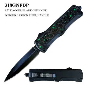 318GNFDP GREEN FORGED Carbon Fiber Handle Dagger Blade OTF