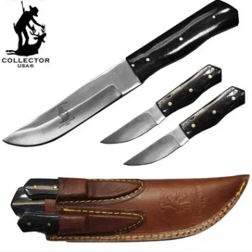 BC 871-BKBN - 8" Bone Collector Black Bovine Bone 3 PCS Hunting Knife