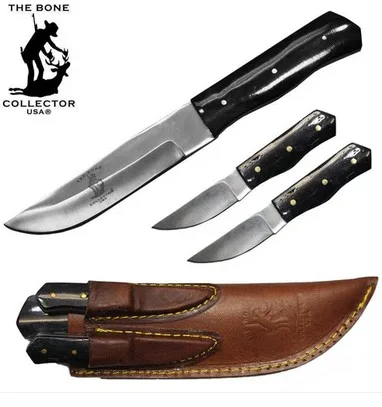 BC 871-BKBN - 8" Bone Collector Black Bovine Bone 3 PCS Hunting Knife
