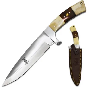 BC 882-WRW - 12" Bone Collector White Bovine & Rosewood Handle Hunting Knife