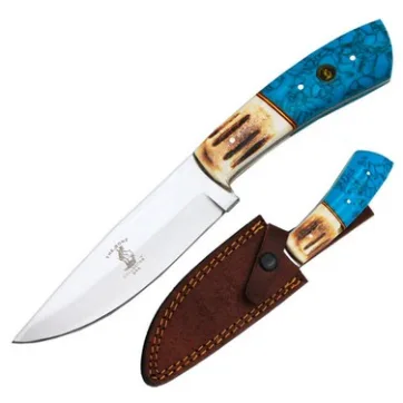 BC 898-C - 10" Bone Collector Burn Bovine & Turquoise Resin Handle Hunting Knife