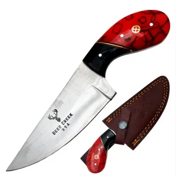 DC 007 - 7.25" Deer Creek Black & Red Short Handle Skinner Knife