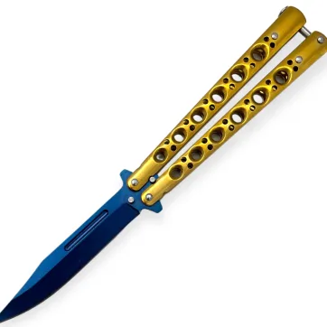 K-220-BL-GD - Blue and Gold Butterfly Knife
