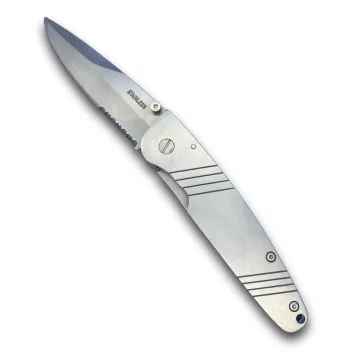 KK031-45 - 8" Overall  Half Serrated Blade Aluminum Handle Manual Folder