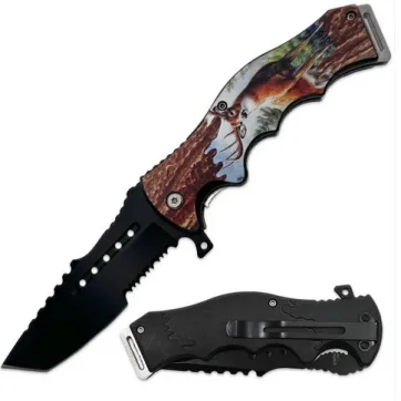 KN 1988-DR 4.5" Wood Wild Life Deer Assist-Open Folding Knife