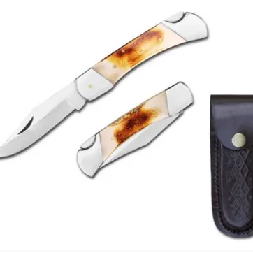 RA 701 - 5" Overall Bone Handle Lockback Pocket Knife with Sheath