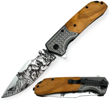 RD-018-4 - Red Deer® Spring Assist Wooden Handle Wolf