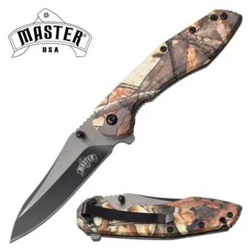 MU-A101GY 8" SPRING ASSISTED CAMO POCKET KNIFE