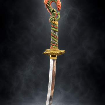Flying Dragon Fantasy Sword – Green & Red Dragon Handle Decorative Display Sword