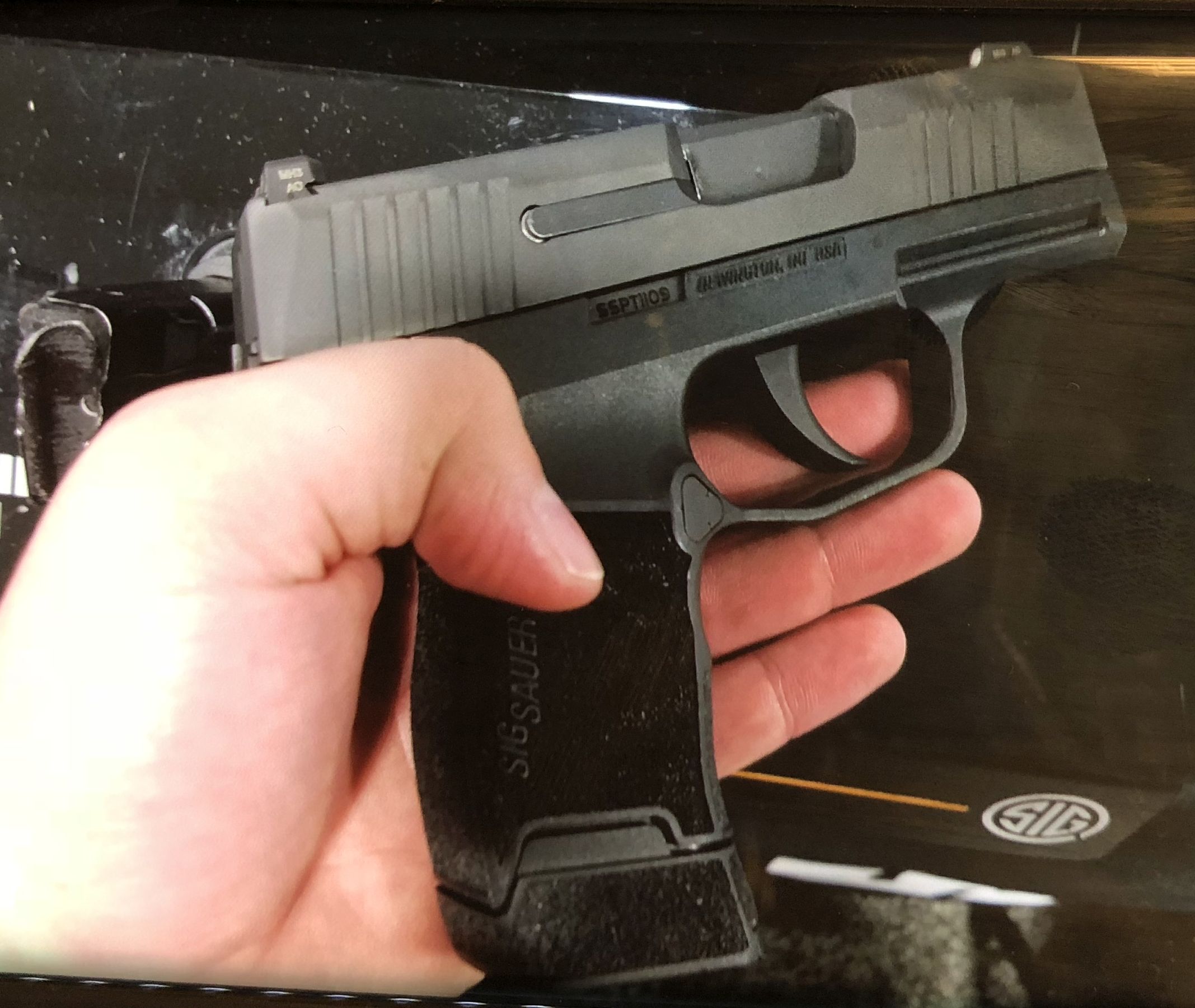 A SIG Sauer P365 pistol photographed shortly after its release