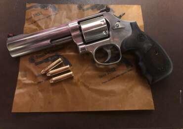 A Smith & Wesson Model 686 Plus revolver