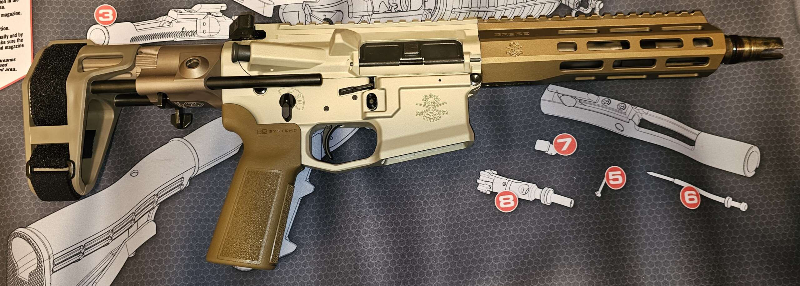 PSA Sabre Mixtape Vol. 1 .300 Blackout AR pistol with FDE finish, M-LOK handguard, and Maxim CQB brace